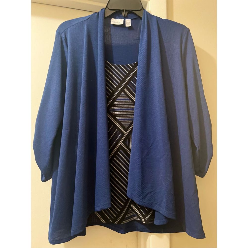 Blue jacket with blouse